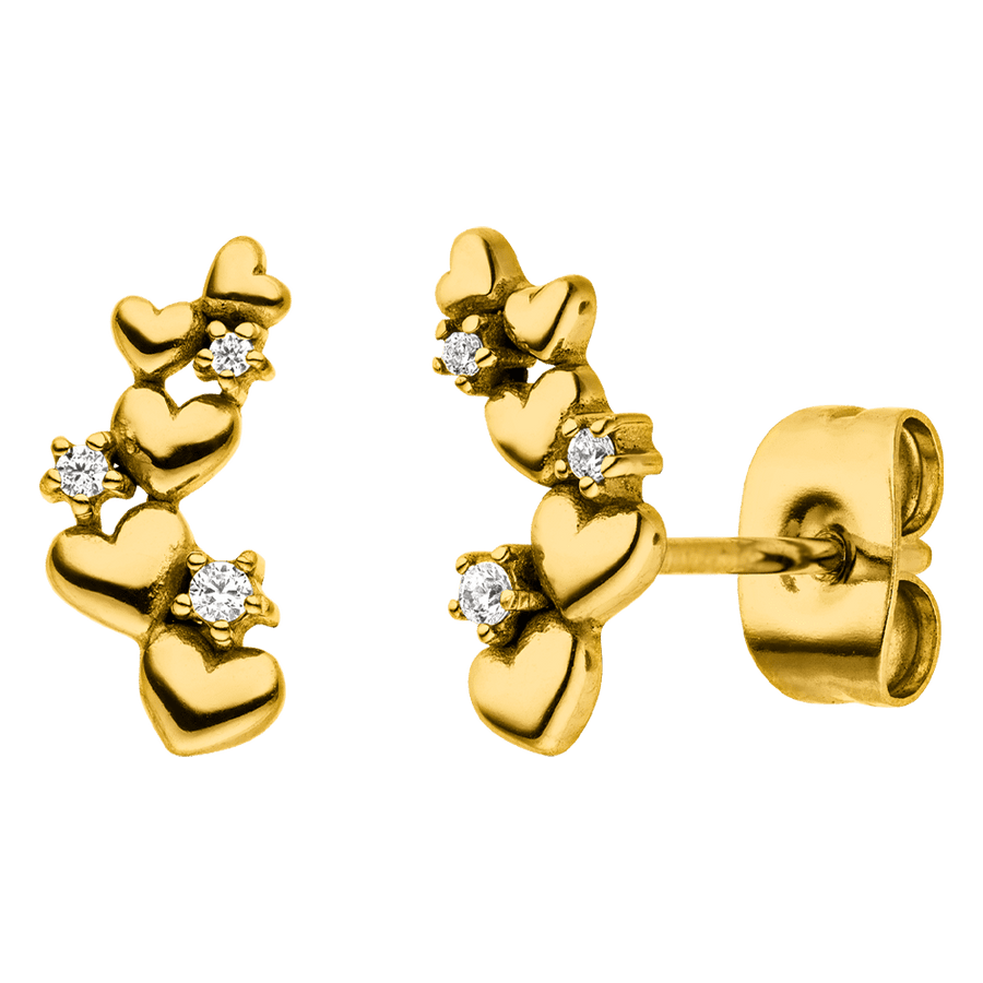 Herzchen Ohrstecker lobe Chirurgenstahl wasserfest mit Steinchen