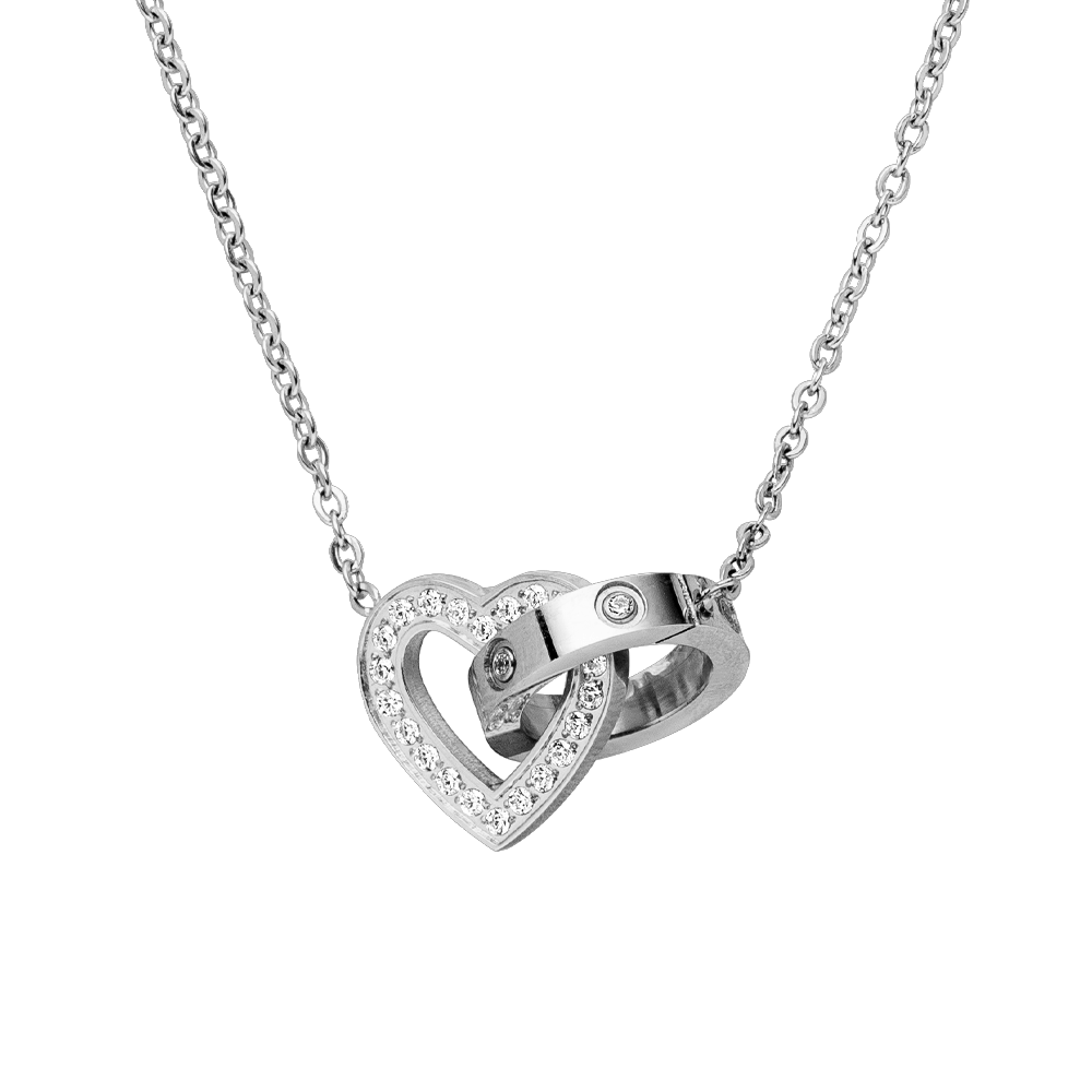 Kette mit Herz und Ring verbunden Silber wasserfest