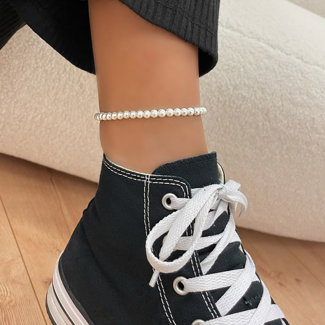 Perlen Fußkette Chirurgenstahl elegant sommerlich