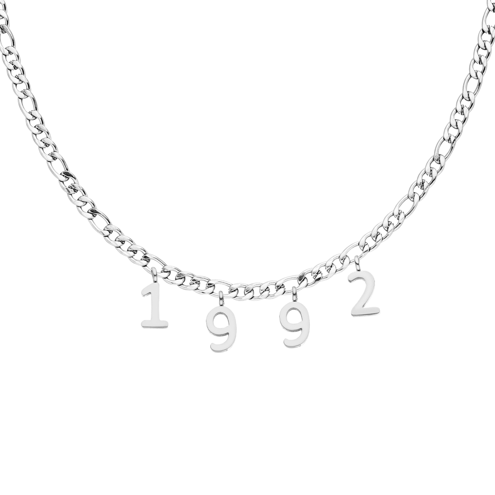 Personalisierte Kette mit Jahreszahlen Silber wasserfest Damen