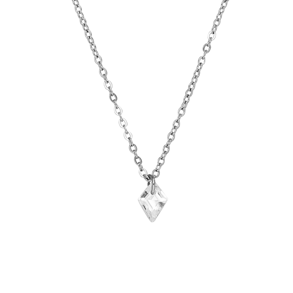 silberne Halskette mit Zirkonia Stein