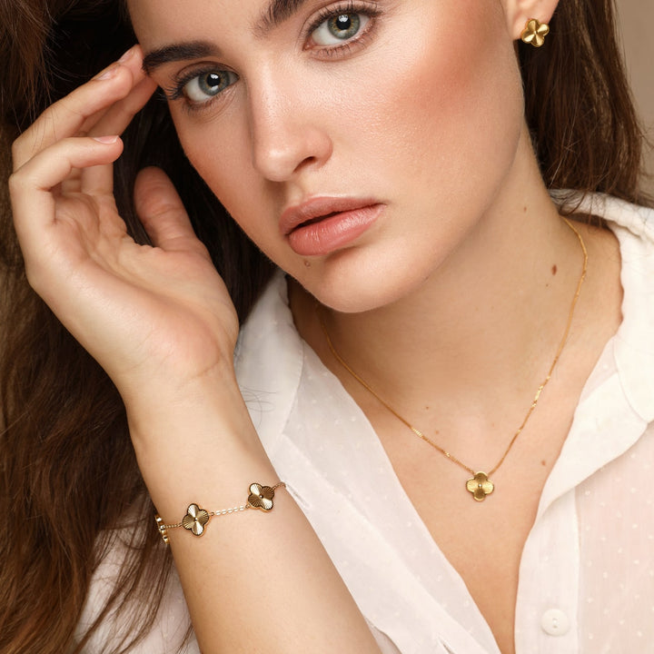 Shine Clover Kette | 18K vergoldet