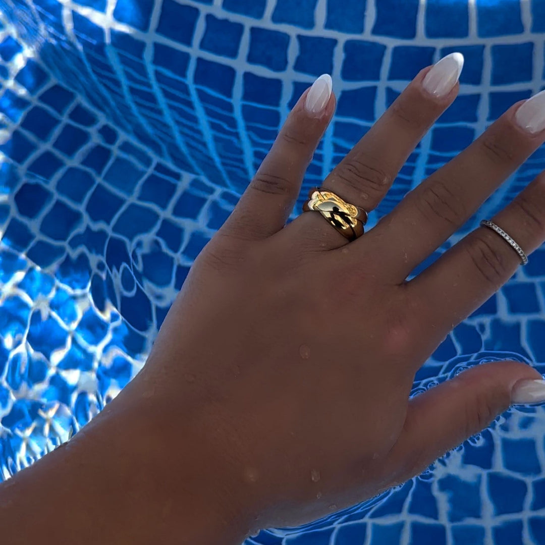 drei Ringe ineinander verschlungen wasserfest 18K vergoldet