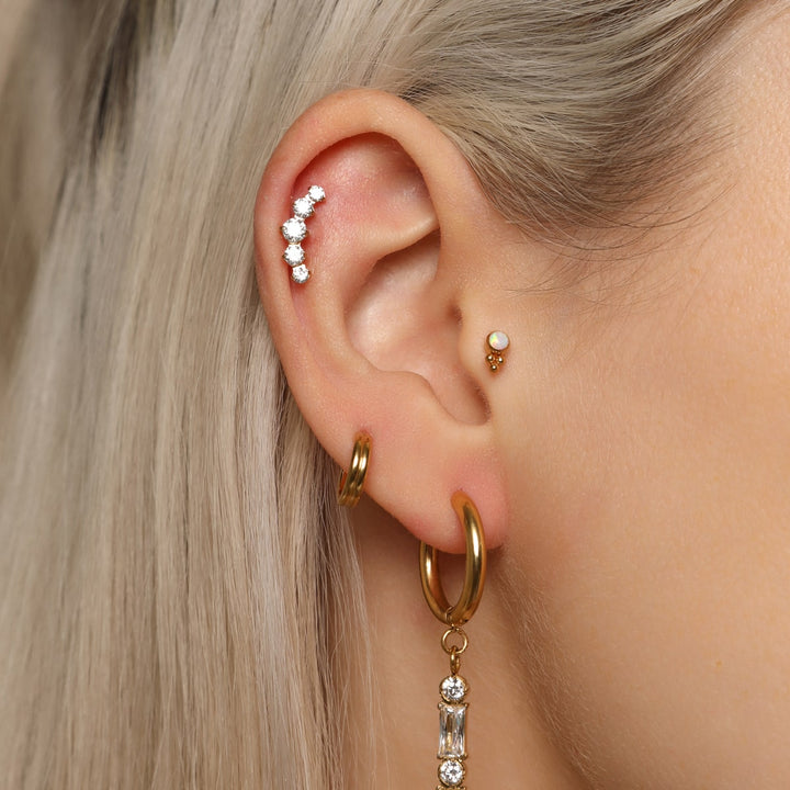 Funkelnde Piercings mit Steinchen in Gold Opal Schmuck