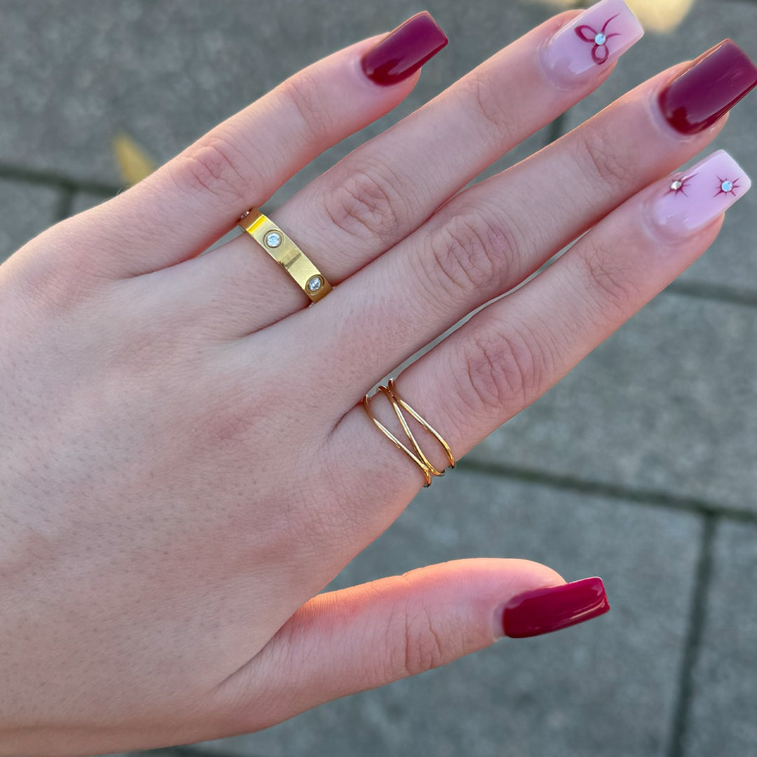 wasserfester 18 Karat vergoldeter Ring Edelstahl 