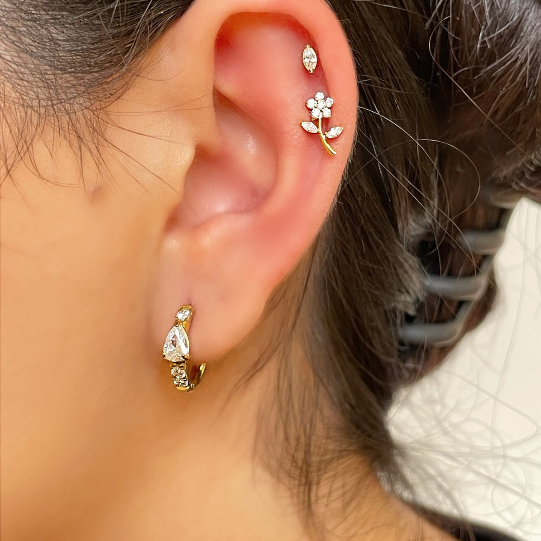 Auffällige Kleine Klicker Kreolen Zirkonia Steinchen Nickelfrei