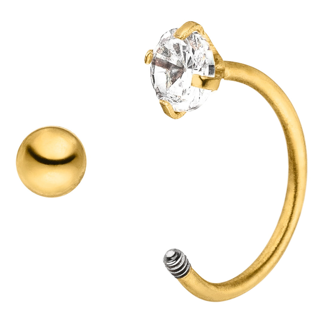Hufeisen Piercing Glitzer wasserfest 18K vergoldet Chirurgenstahl