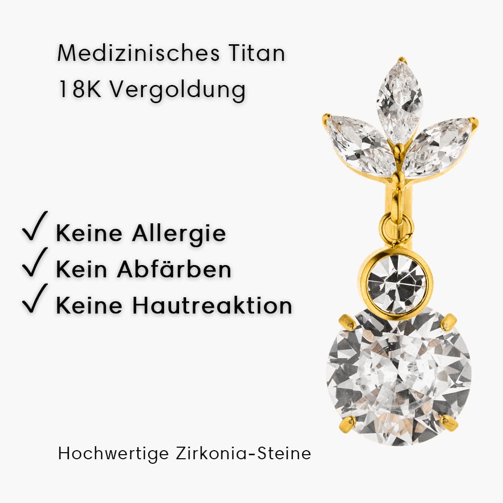 bauchnabelpiercing titan vergoldet 18K nickelfrei wasserfest