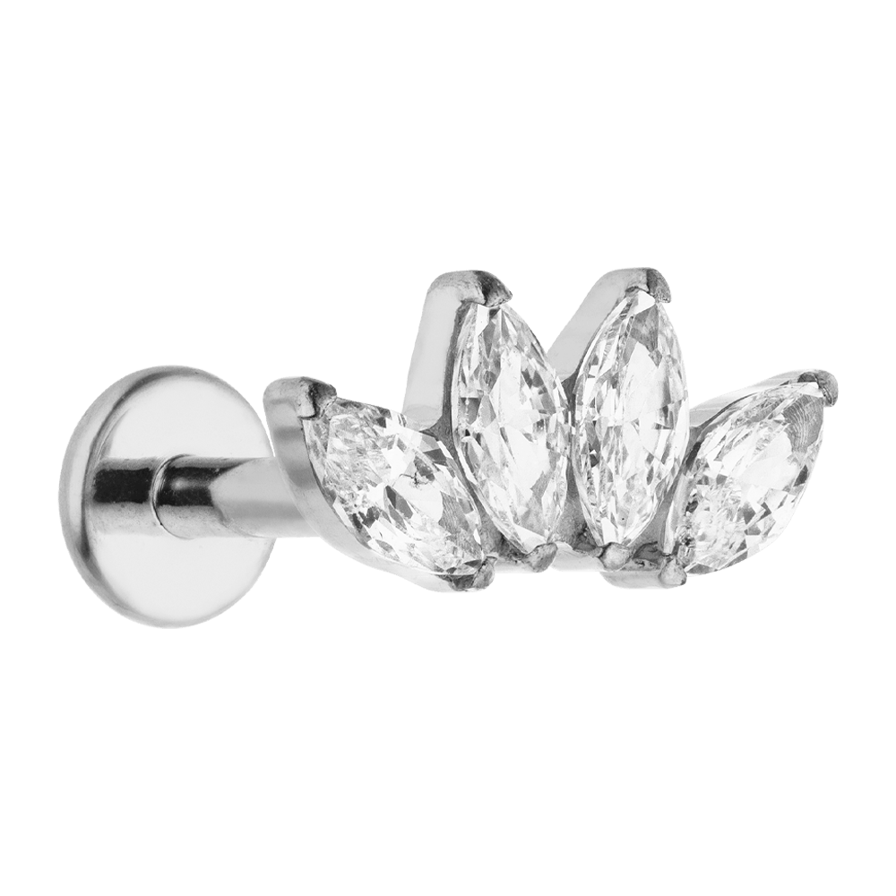 Lotus Titan Piercing Silber mit Zirkonia antiallergisch nickelfrei