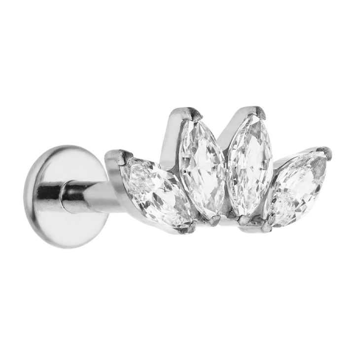 Lotus Titan Piercing Silber mit Zirkonia antiallergisch nickelfrei
