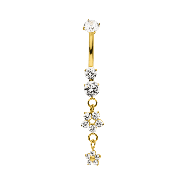 Bauchnabelpiercing Titan Blumen Anhänger hängend 18K vergoldet