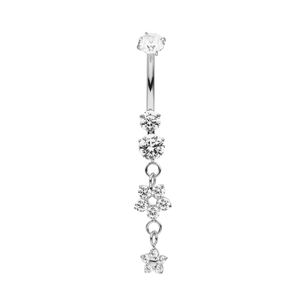 Bauchnabelpiercing Silber Titan wasserfest Glitzer Steine Anhänger