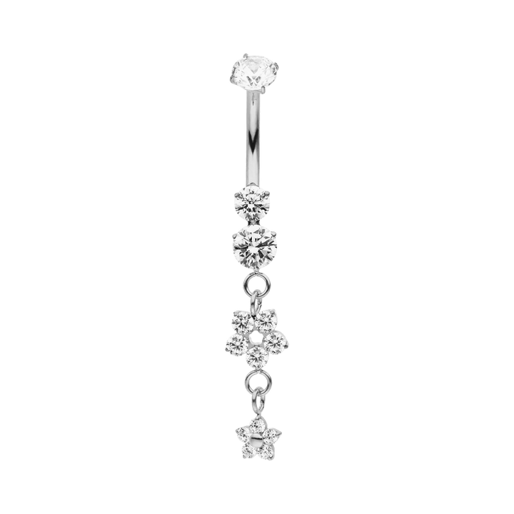 Bauchnabelpiercing Silber Titan wasserfest Glitzer Steine Anhänger
