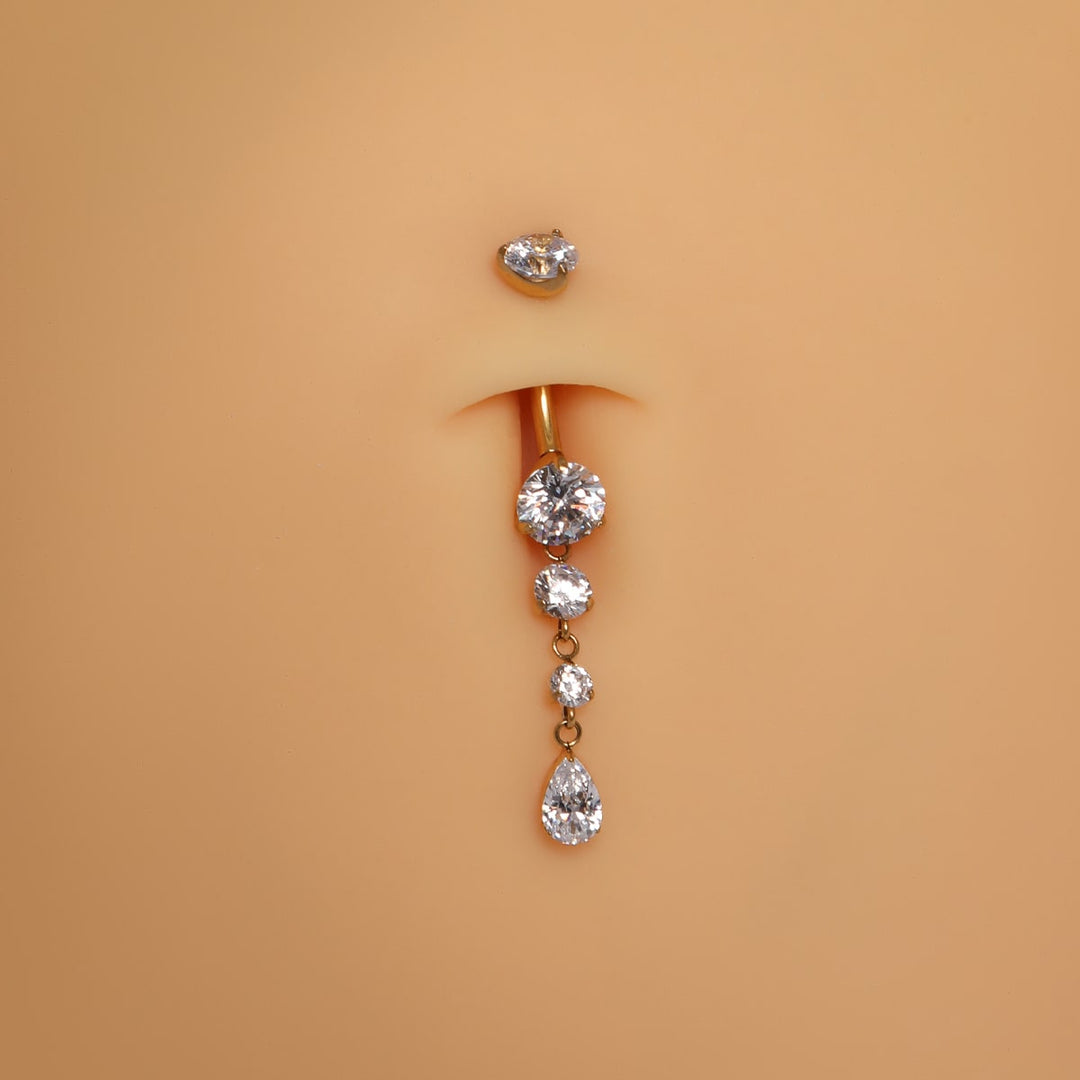 Bauchnabelpiercing mit langem Anhänger Titan
