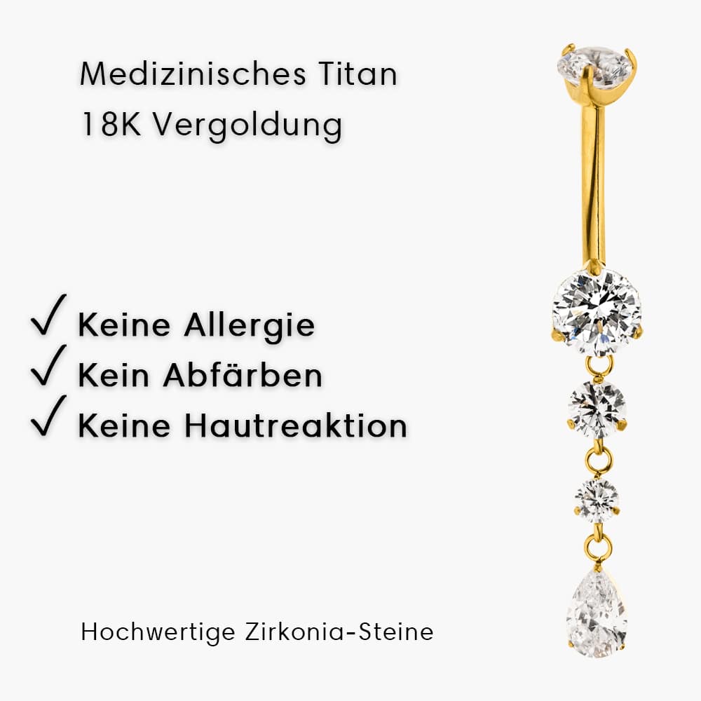 bauchnabelpiercing medizinisches titan nickelfrei hautfreundlich wasseerfest