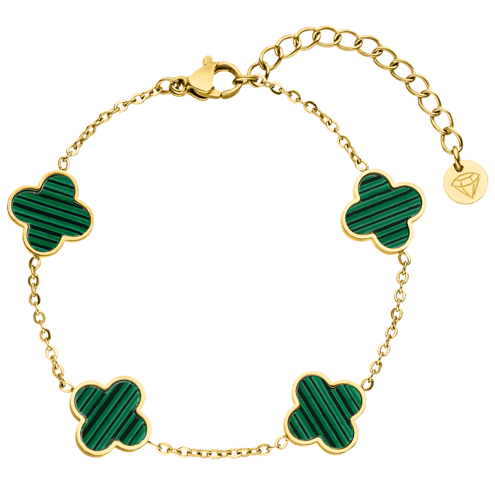 Clover Armband Grün Kleeblätter wasserfest 18K vergoldet