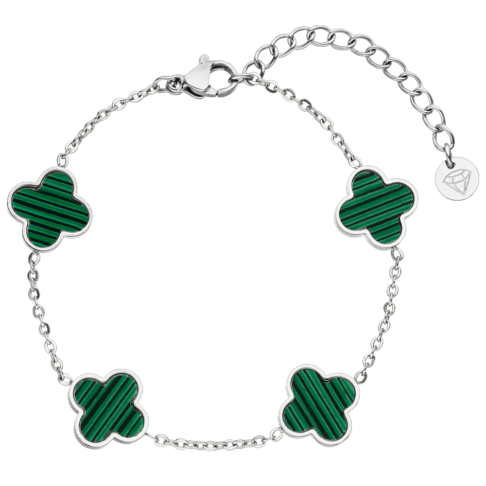 Kleeblatt Armband Clover Grün Silber wasserfest
