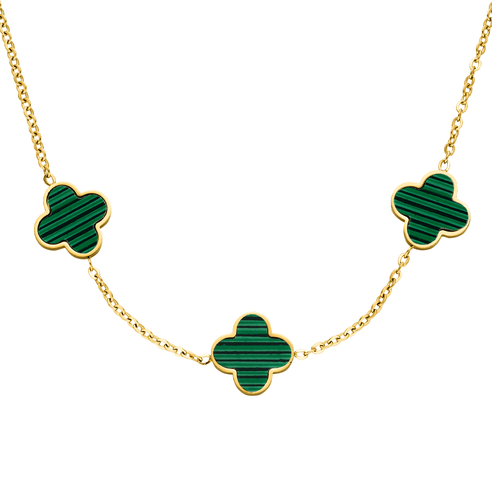 Clover Kette Grün Gold wasserfest 18K vergoldet
