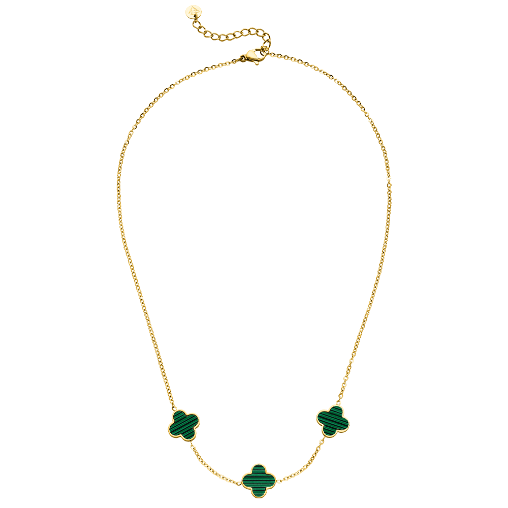 Clover Kette Grün Gold wasserfest 18K vergoldet Kleeblatt