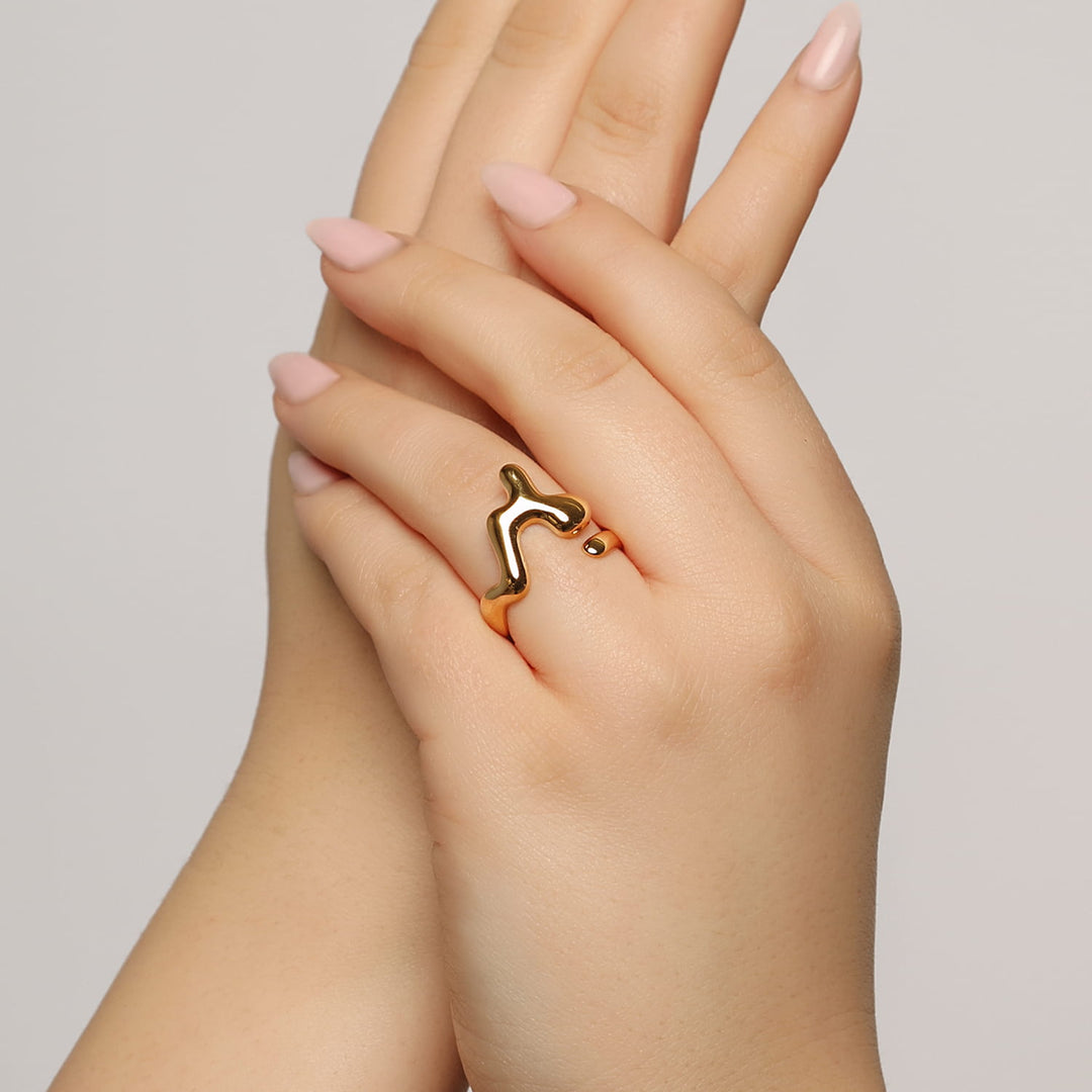 verstellbarer Ring 18K vergoldet Edelstahl geschmolzen