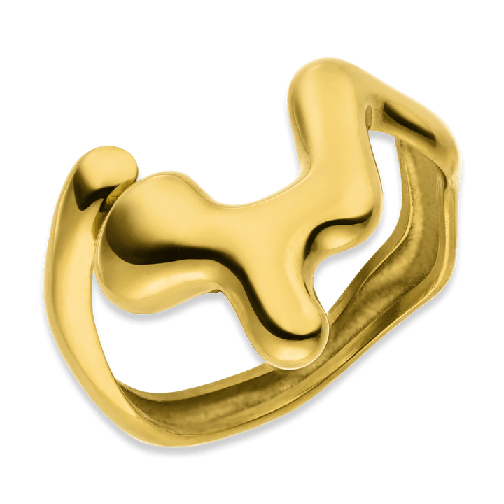 geschmolzener Ring Edelstahl 18K vergoldet wasserfest verstellbar