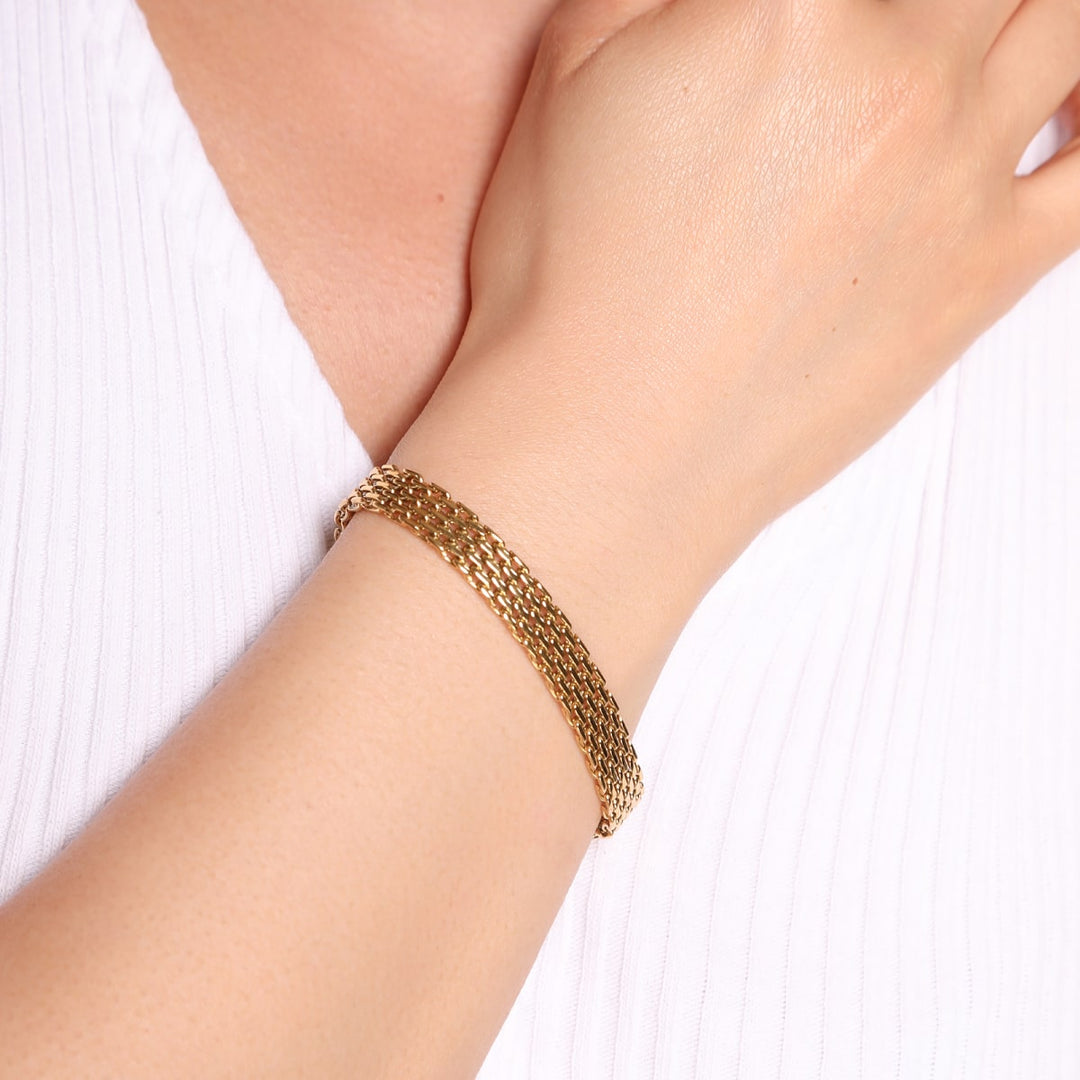 flaches Mesh Armband wasserfest 18K vergoldet