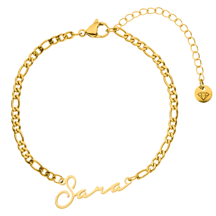 Namensarmband personalisiert wasserfest Edelstahl individuell Gold Signature