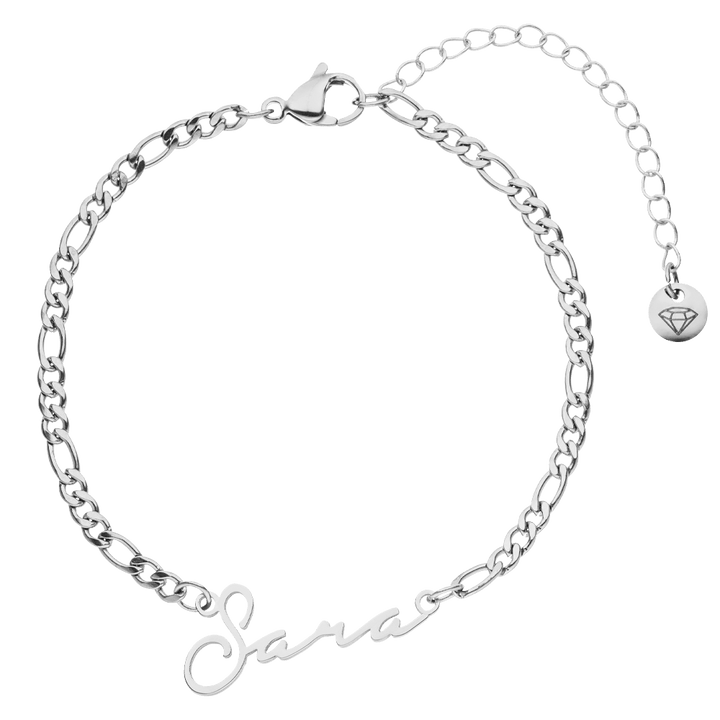 Personalisiertes Armband mit Name Silber wasserfest Edelstahl