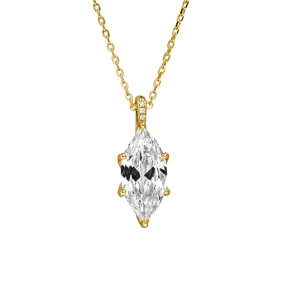 925 Silber Kette vergoldet mit Zirkoniastein Marquise