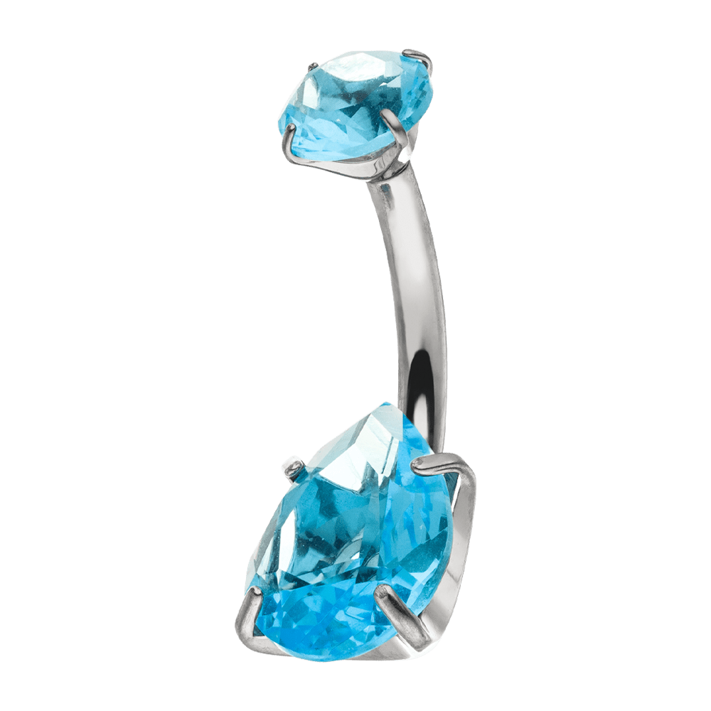 Bauchnabelpiercing Titan blaue Steinchen wasserfest