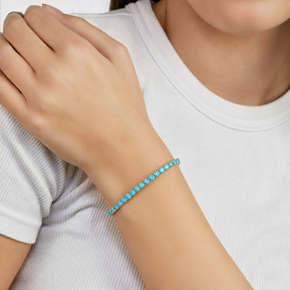 Tennis Armband mit blauen Steinen wasserfest Edelstahl