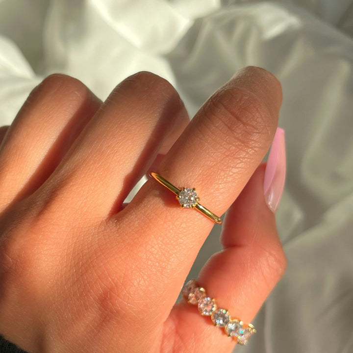 One Stone Ring | 18K vergoldet