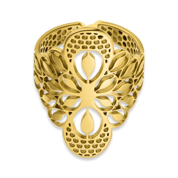 Damen Ring 18K vergoldet orientalisch Edelstahl wasserfest