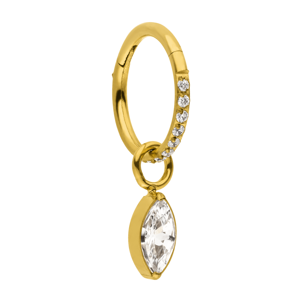 Oval Anhänger Zirkonia für Clicker Piercing gold