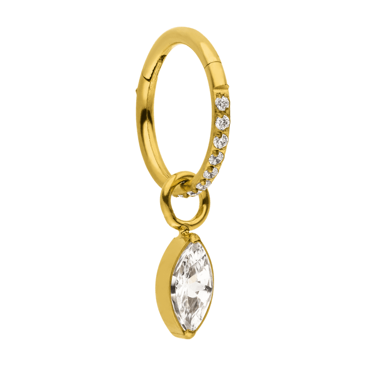 Oval Anhänger Zirkonia für Clicker Piercing gold