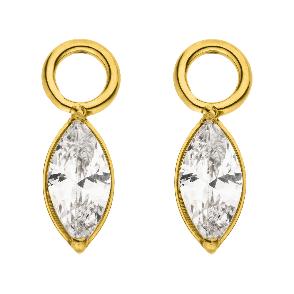 Oval Anhänger Zirkonia für Piercings gold