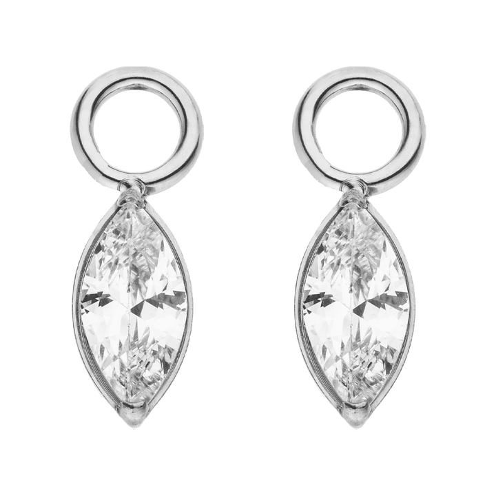 Oval Anhänger Zirkonia für Piercings silber