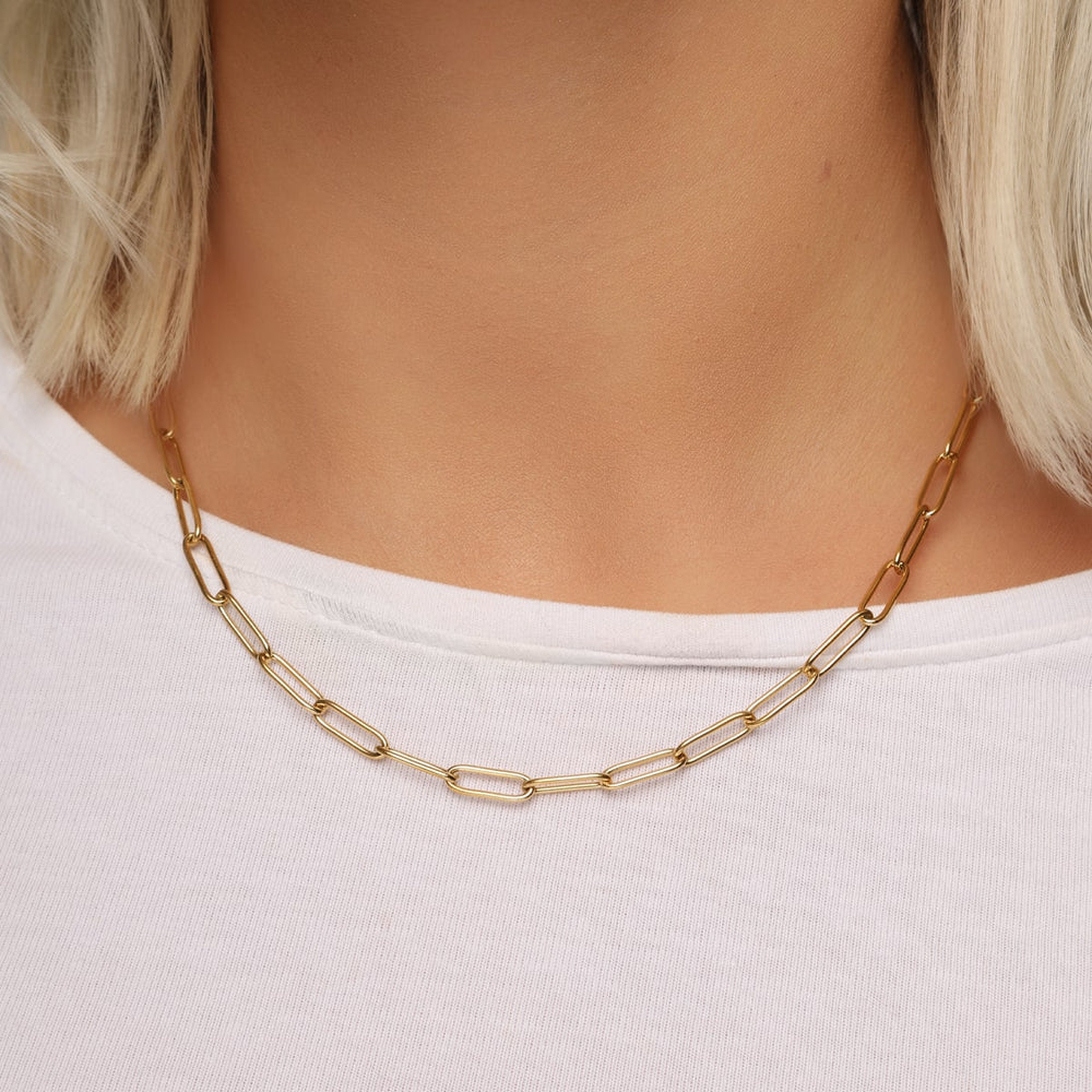 Paperclip Halskette Edelstahl gold wasserfest