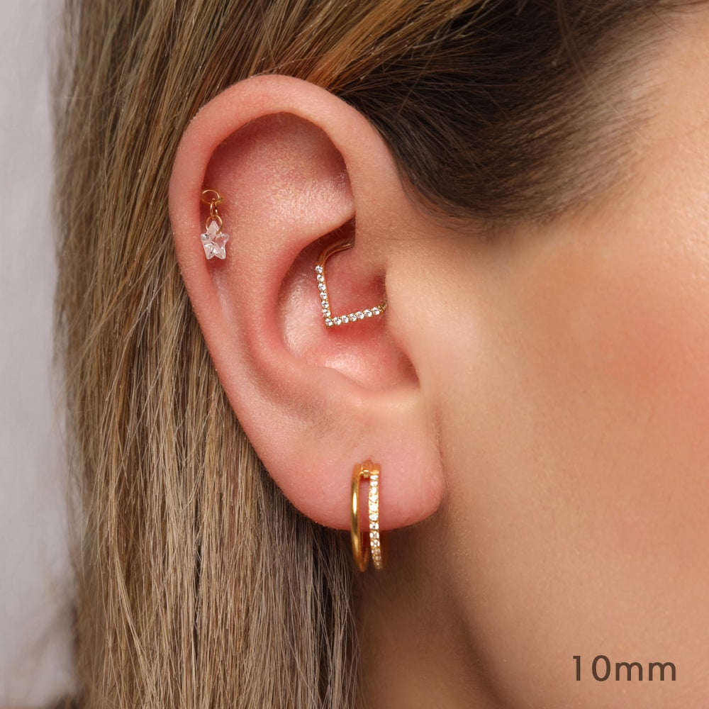 Piercing Ring Daith wasserfest Glitzer Steinchen Titan