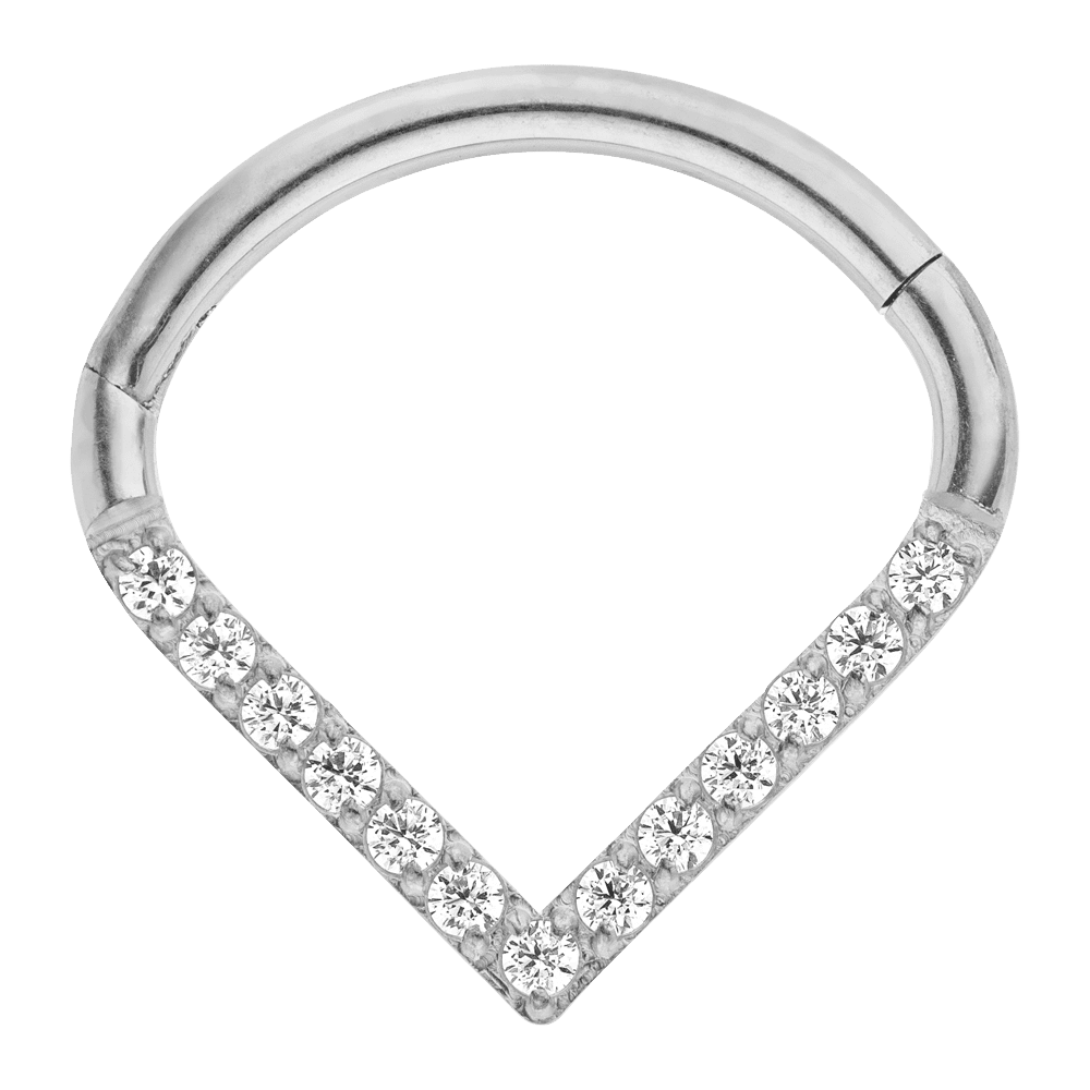 Ohrpiercing Titan Hochglanz poliert Zirkonia Steinchen