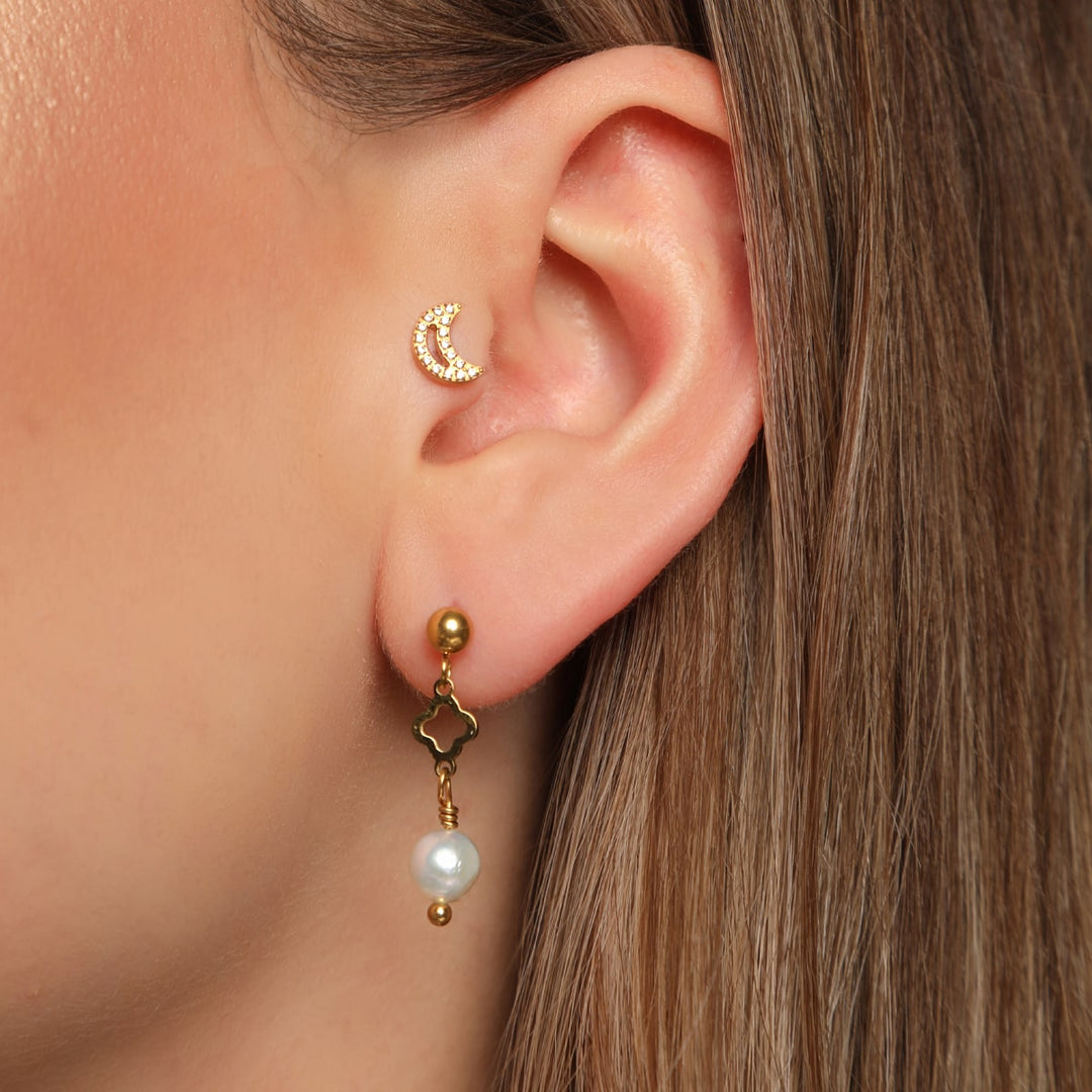 Pearl Clover Ohrstecker | 18K vergoldet