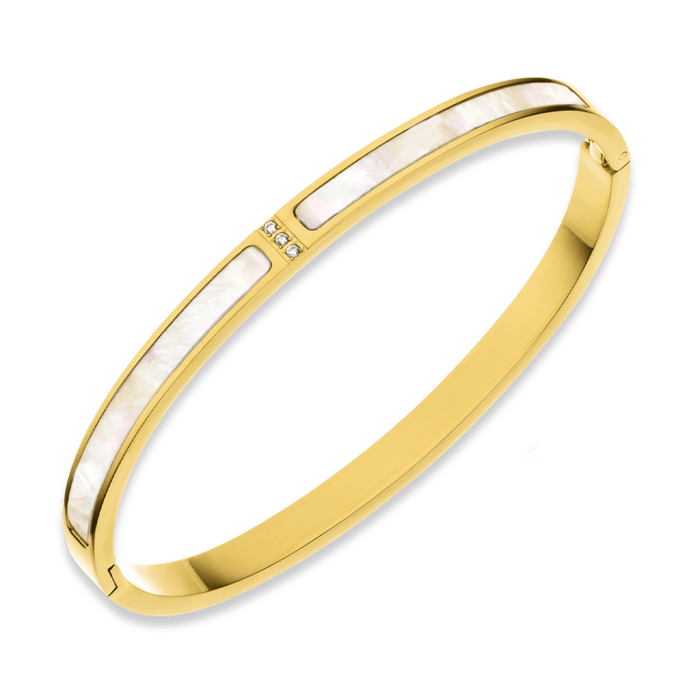 Armreif Perlmutt wasserfest Zirkonia Gold Damen
