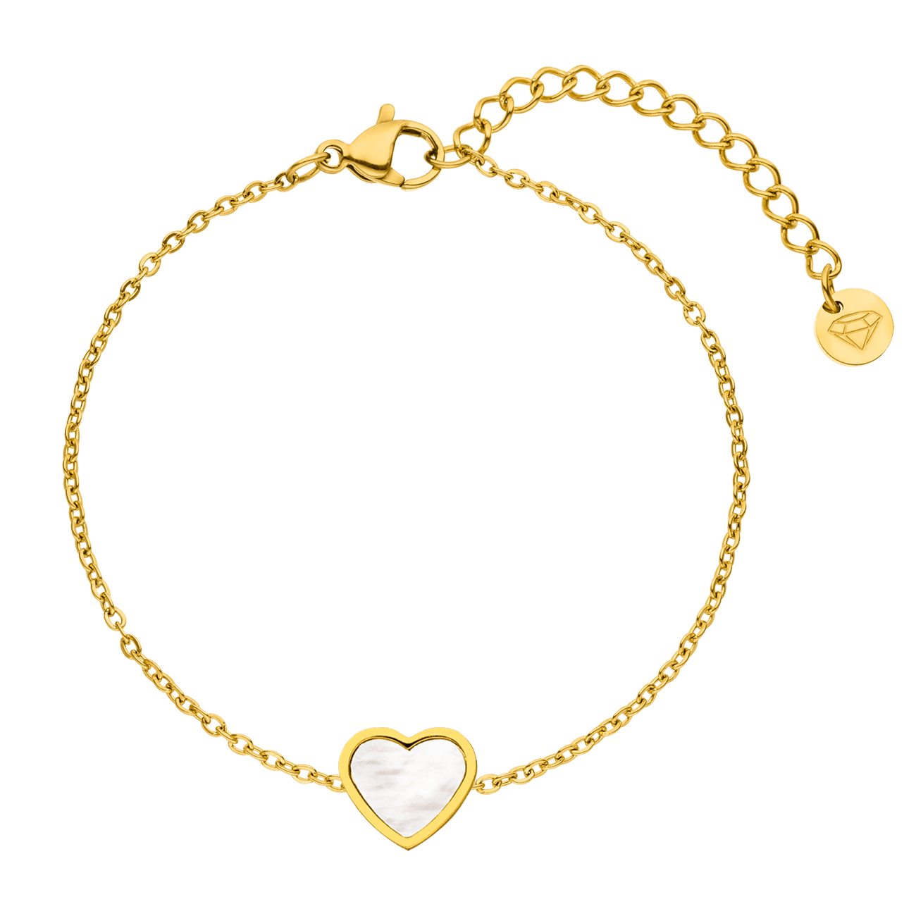 Perlmutt Herzen Armband mit Verschluss goldfarben
