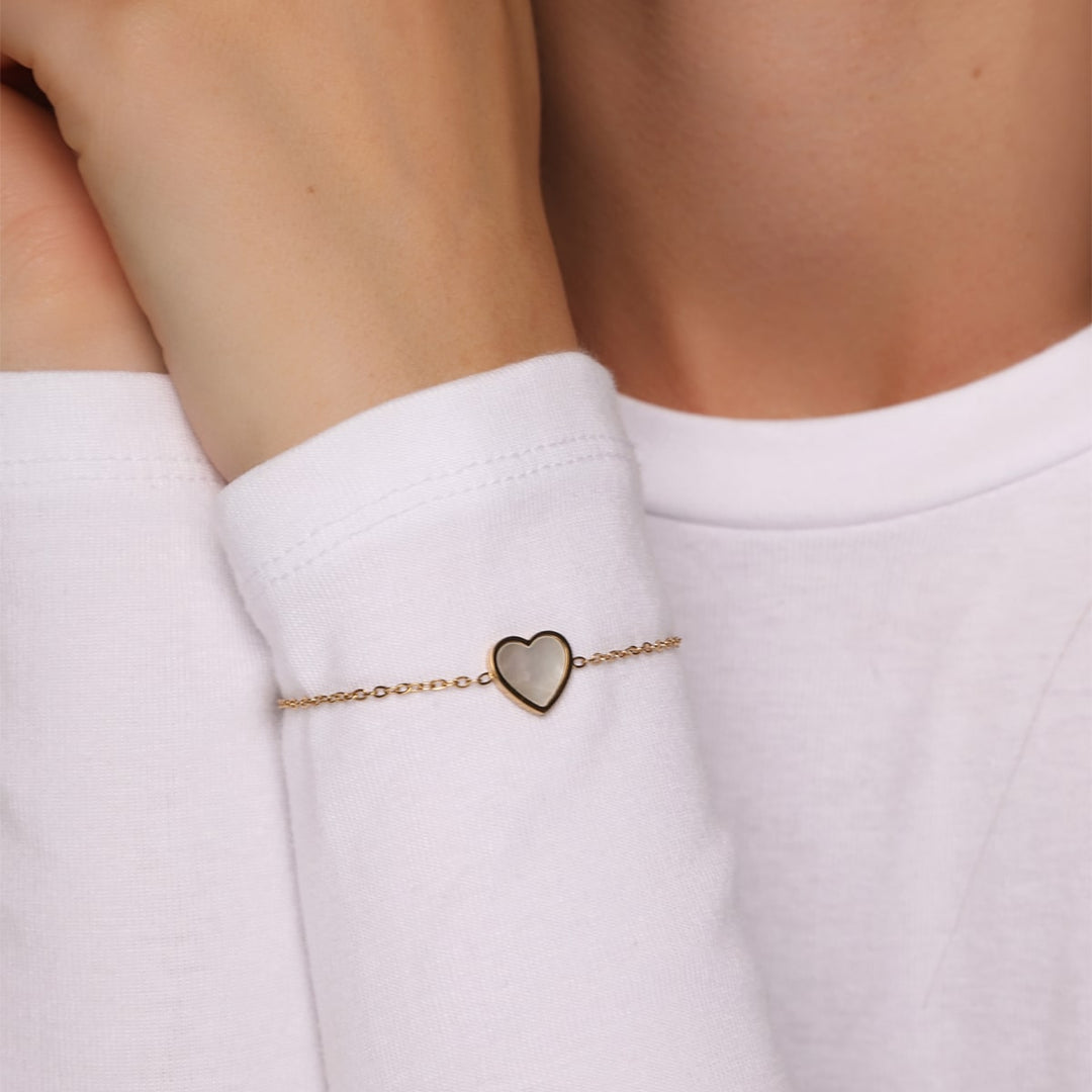 Bracelet cardiaque Perlmutt | 18 carats en or - plaqués