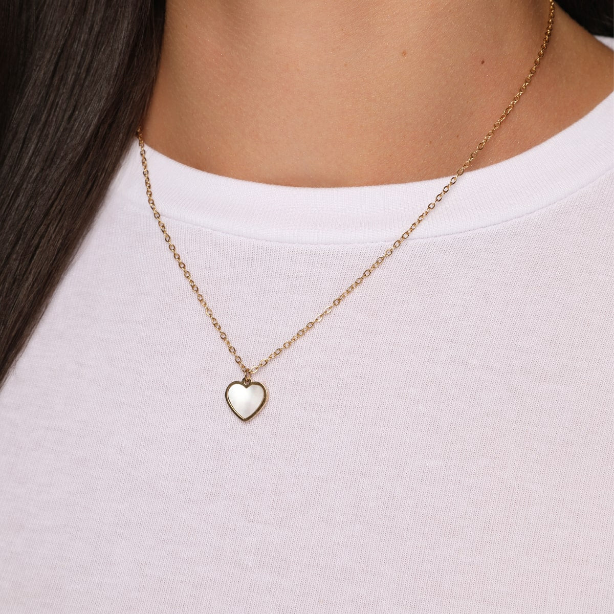 TempBeau Damen Halskette 18K Vergoldet – Doppelte Layering Kette Mit Herz-Anhänger, Verstellbar 38-50 Cm, Aus Edelstahl