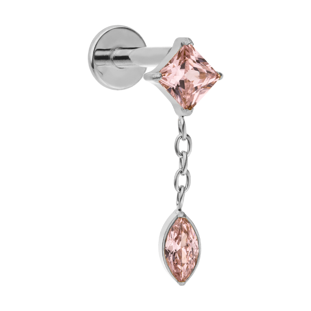 Ohrring mit Kette rosa pink  Helix lobe conch wasserfest