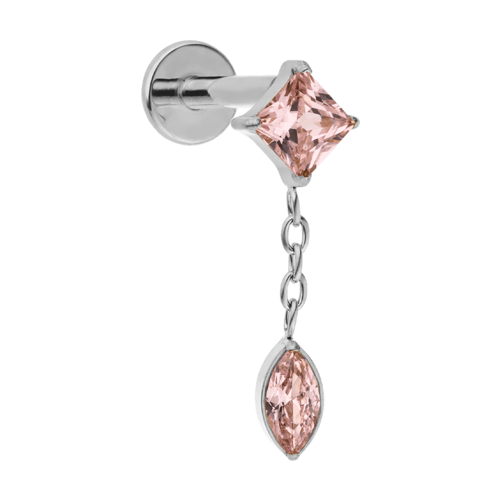Ohrring mit Kette rosa pink  Helix lobe conch wasserfest