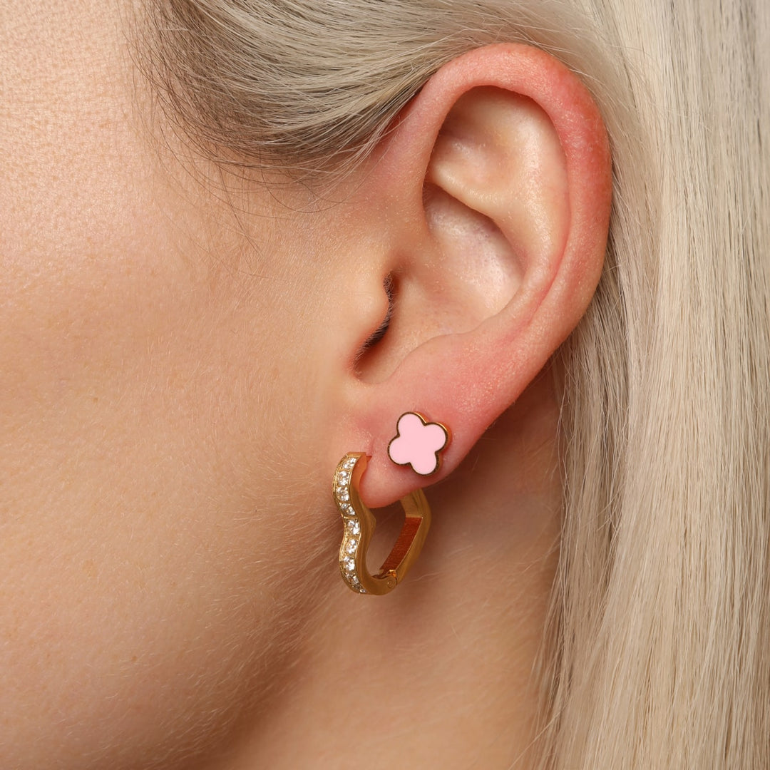 Pinkes Kleeblatt Ohrstecker Clover vergoldet
