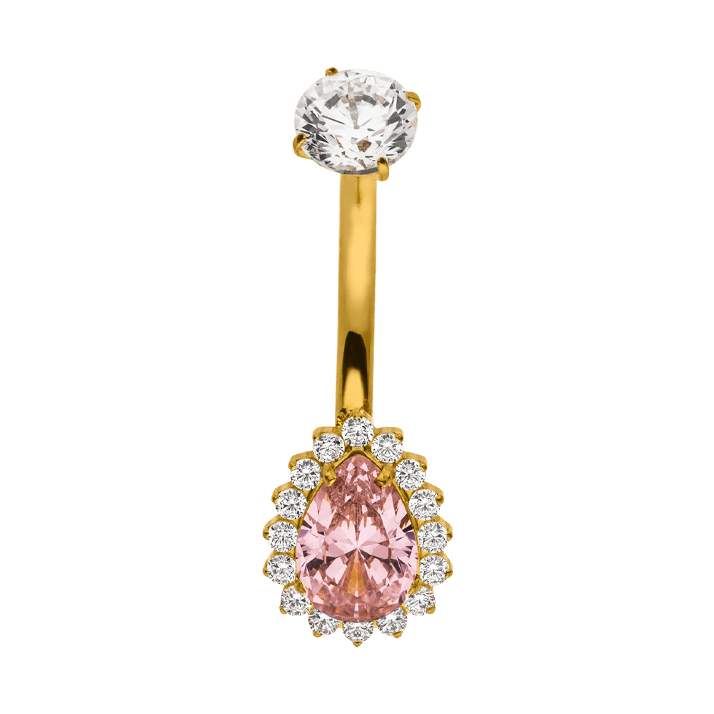 Steinchen rosa Bauchnabelpiercing Ring Blume wasserfest