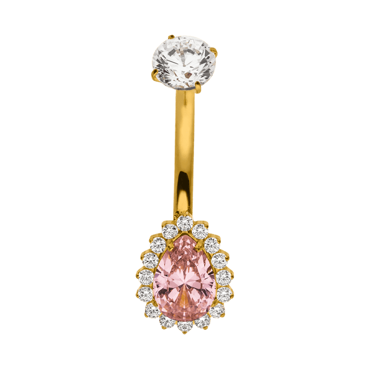 Steinchen rosa Bauchnabelpiercing Ring Blume wasserfest